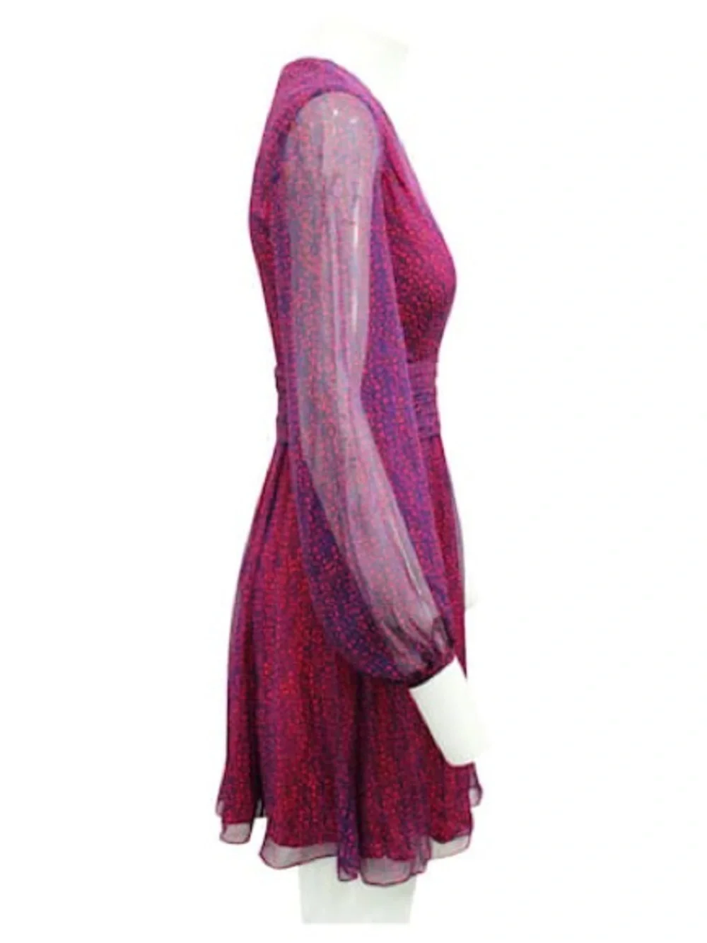 DIANE VON FURSTENBERG Dvf Ashlynn Surplice Silk Purple Red Wrap Dress Mini 2